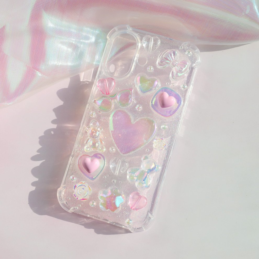 제이포니 데코덴 폰케이스 꾸미기 세트 DIY 클리어하트 상세 이미지 1