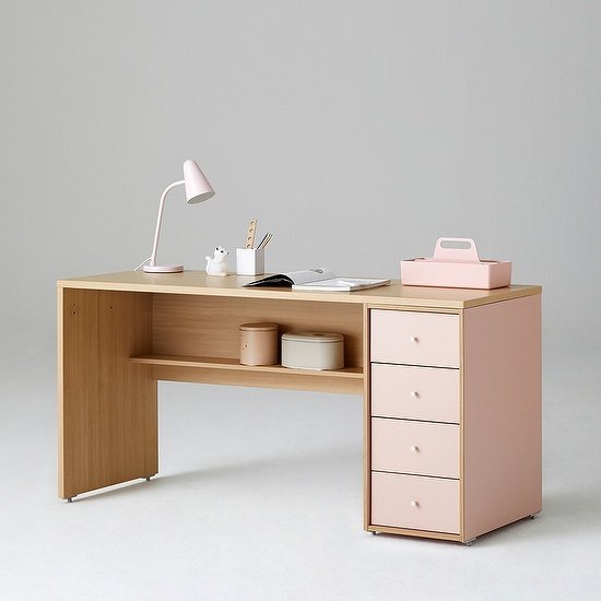한샘 샘 책상 150cm 하부서랍형 시공, 색상:우형/크림화이트/크림화이트(H) 상세 이미지 1