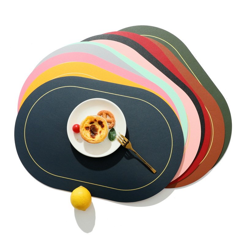 라데코 라운드 프레임 방수 양면 식탁매트 4p, 브라운,그레이,네이비,옐로우, 45 x 30 cm, 1세트할인 상세 이미지 2