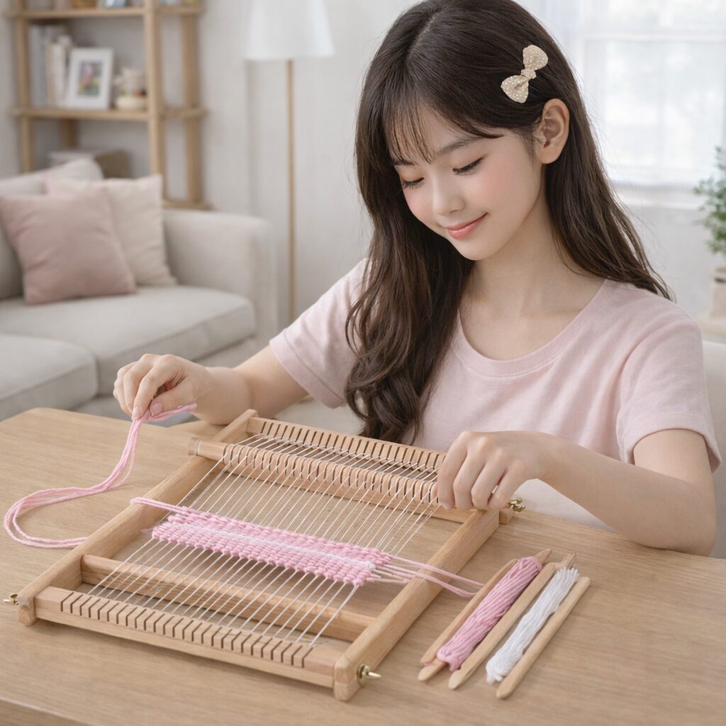 슈비리아 미니 원목 위빙틀 40x25cm 직조틀 위빙도구 취미 DIY 키트, 혼합색상, 1박스 상세 이미지 2