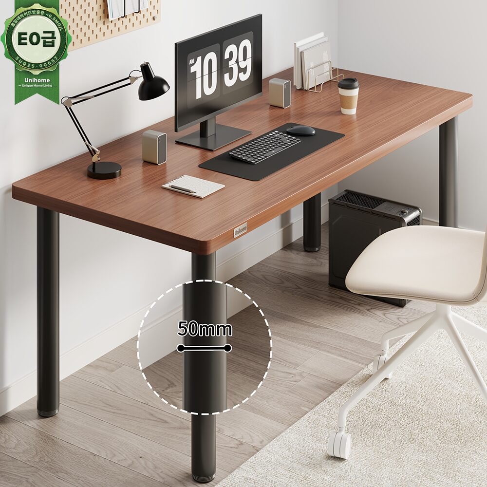 Unihome E0급 튼튼한 1인용 학생 공부 컴퓨터 책상 사무용 테이블, 월넛할인 상세 이미지 1