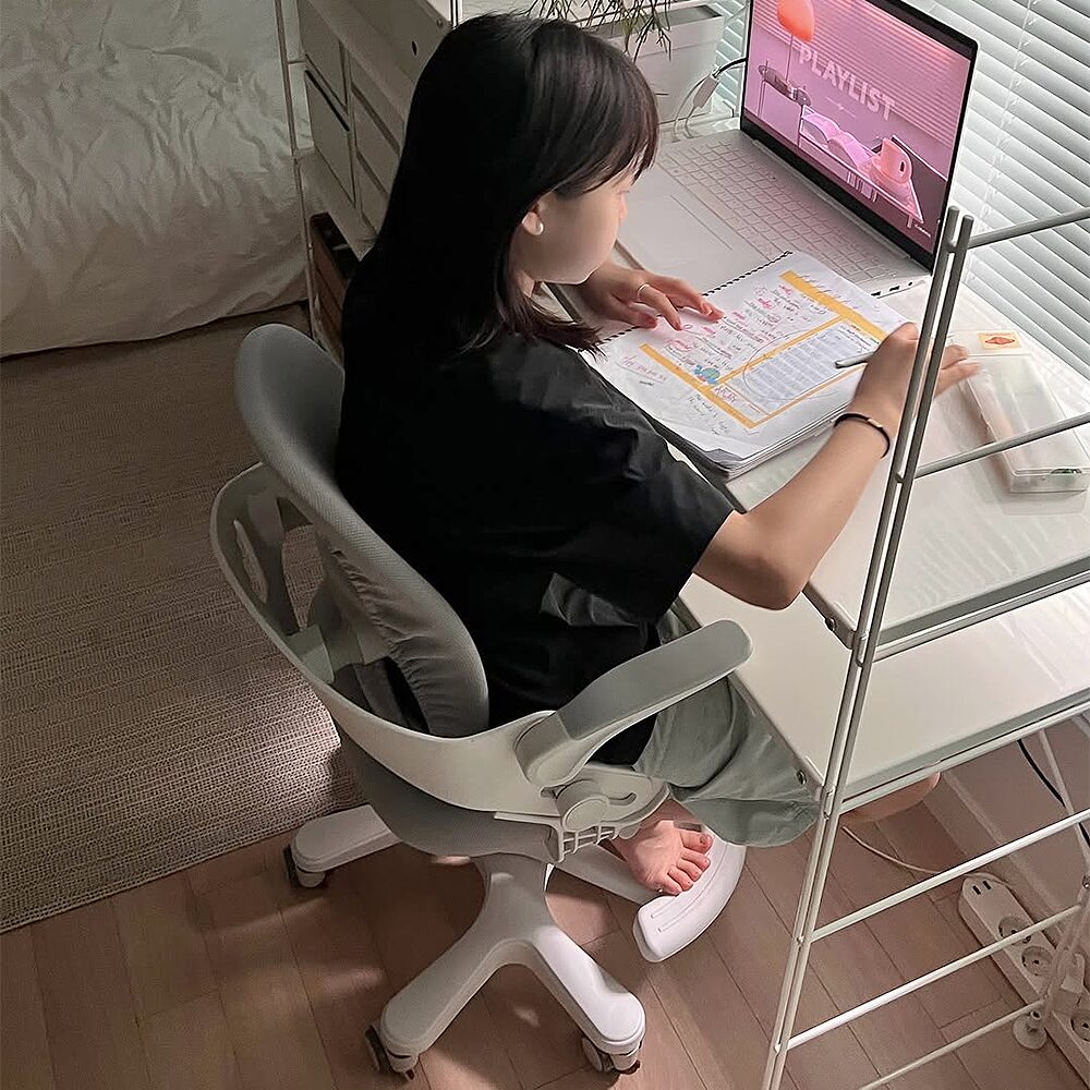 투노 에이루 어린이 초등학생 발받침 의자 커버포함, 그레이 상세 이미지 2
