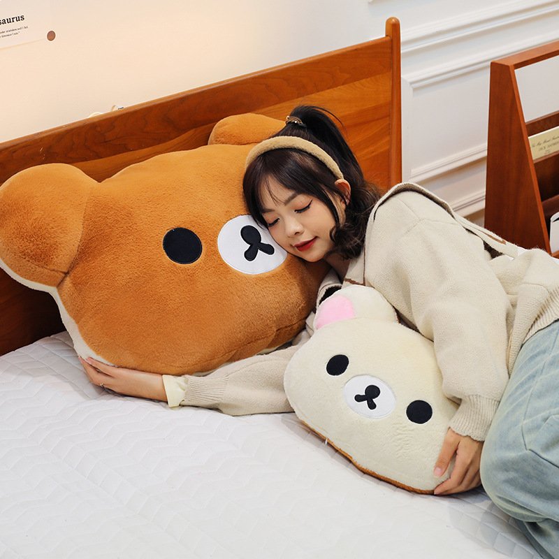 ll귀엽고 깜찍한 리락쿠마 대형 헤드쿠션 베개 대형 테디베어 봉제인형 여자아이 생일 선물, 40cm0.4kg, 화이트 상세 이미지 1