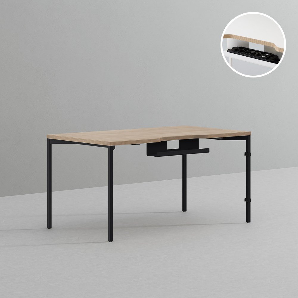 데스커 1400x800 컴퓨터 책상 2.0 DSDBB1408, 메이플+빈티지블랙 상세 이미지 1