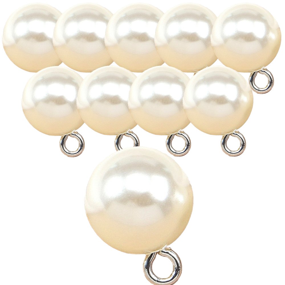 진주단추 10mm 진주장식 진주알 진주 볼록이, 1팩, 진주단추10mm(아이10개) 상세 이미지 1