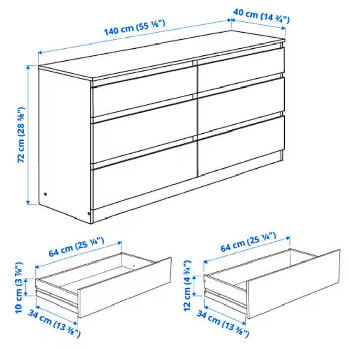 이케아 KULLEN 쿨렌 6칸서랍장 화이트 140x72cm 503.557.34 상세 이미지 1