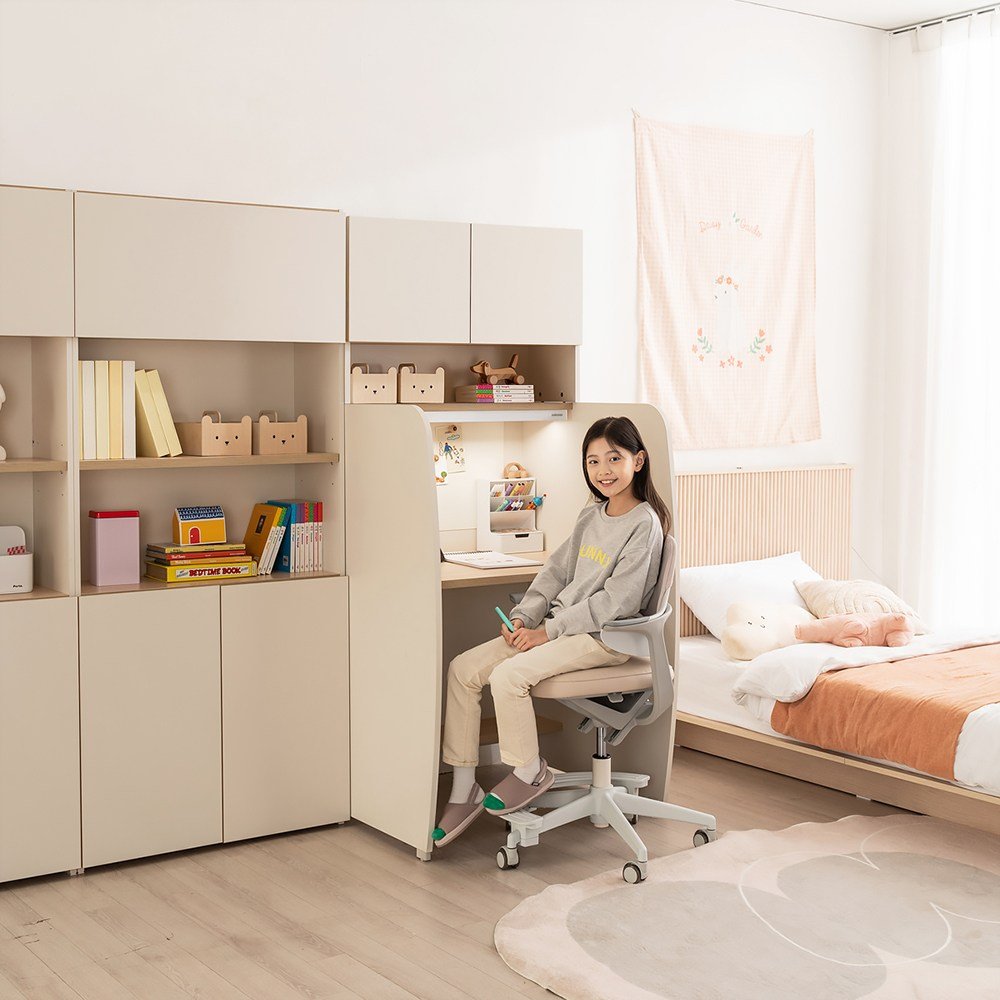 리바트하움 뉴 독서실 책상 A형 1000+삼성조명, 샌드오크 상세 이미지 2