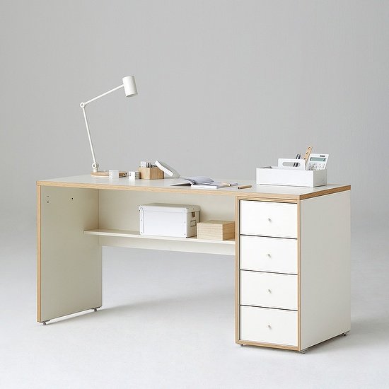 한샘 샘 책상 150cm 하부서랍형 시공, 색상:우형/크림화이트/크림화이트(H) 상세 이미지 2