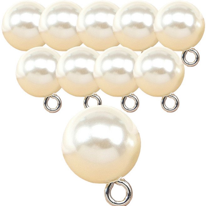 진주단추 10mm 진주장식 진주알 진주 볼록이, 1팩, 진주단추10mm(아이10개)