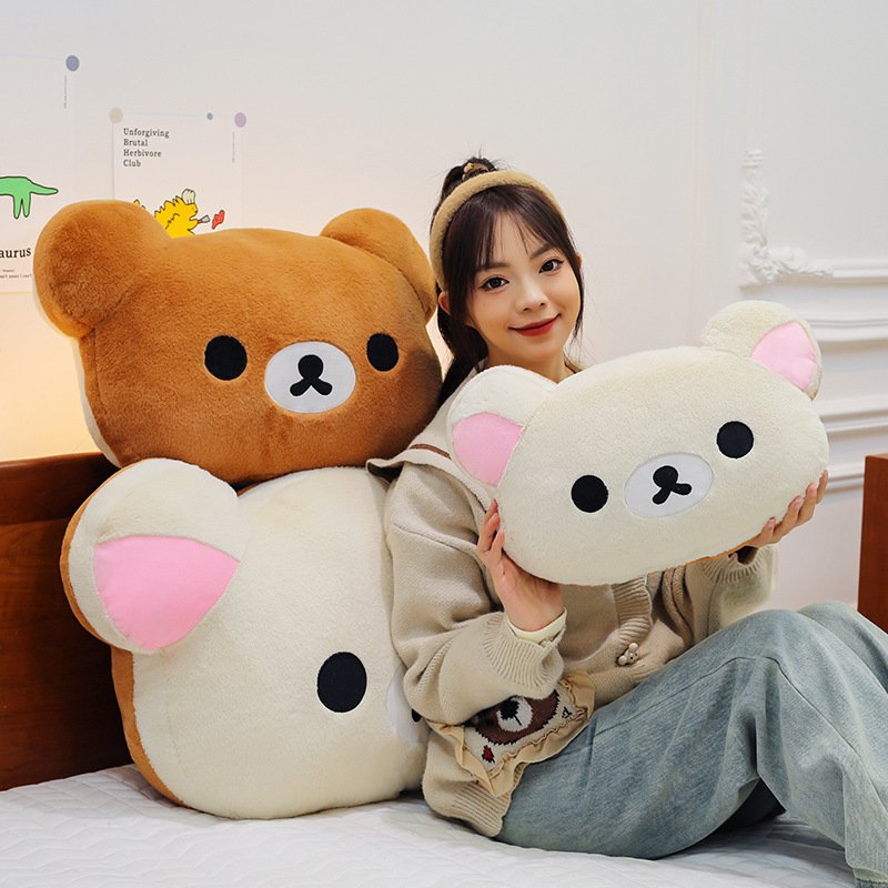 ll귀엽고 깜찍한 리락쿠마 대형 헤드쿠션 베개 대형 테디베어 봉제인형 여자아이 생일 선물, 40cm0.4kg, 화이트 상세 이미지 1