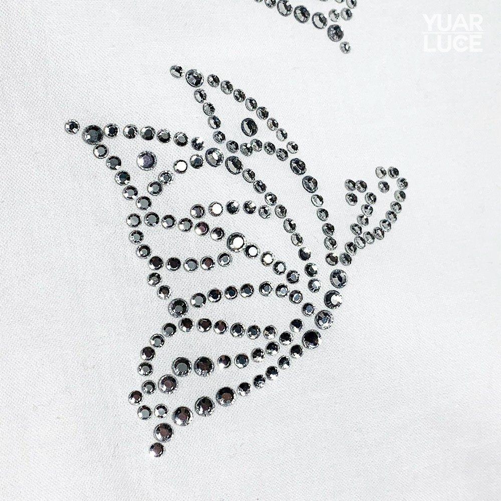 유아루체 춤추는 나비 한쌍 - 핫픽스모티브 리폼 diy 붙이는 큐빅 전사지, 1세트, Crystal 상세 이미지 1