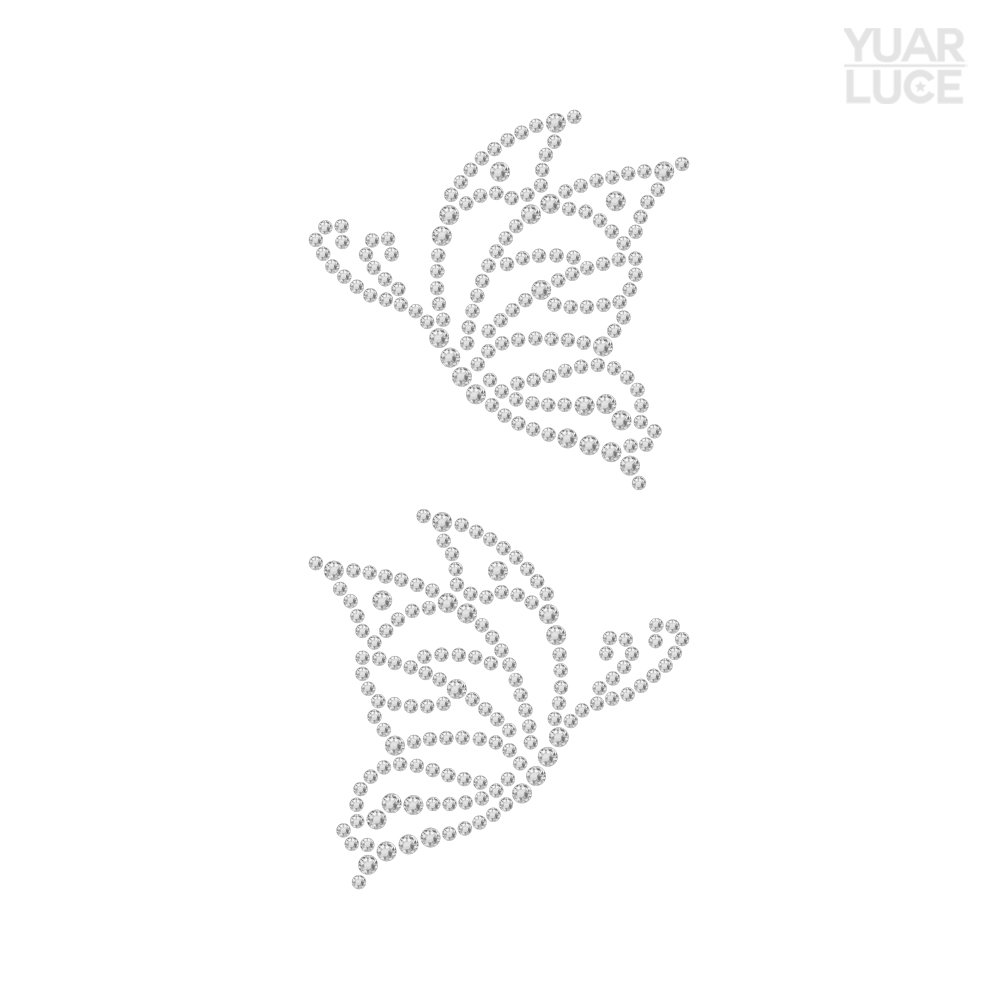 유아루체 춤추는 나비 한쌍 - 핫픽스모티브 리폼 diy 붙이는 큐빅 전사지, 1세트, Crystal 상세 이미지 1