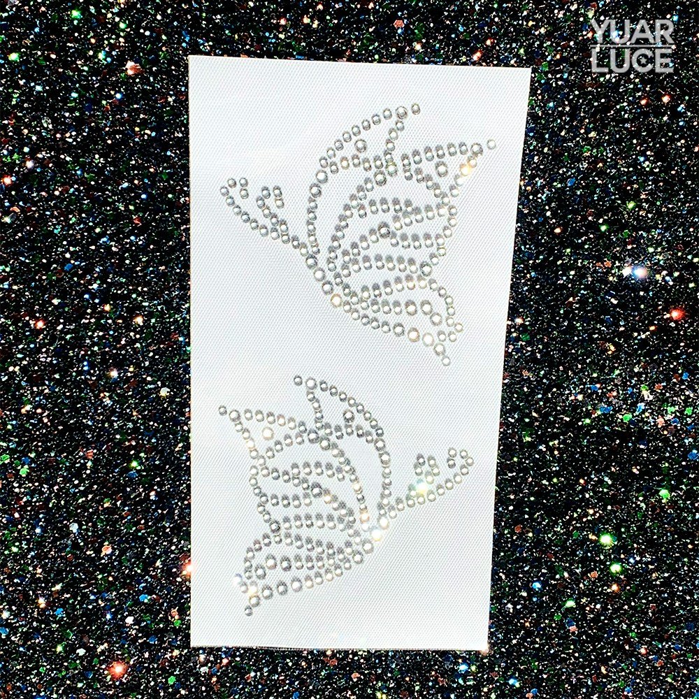 유아루체 춤추는 나비 한쌍 - 핫픽스모티브 리폼 diy 붙이는 큐빅 전사지, 1세트, Crystal 상세 이미지 1