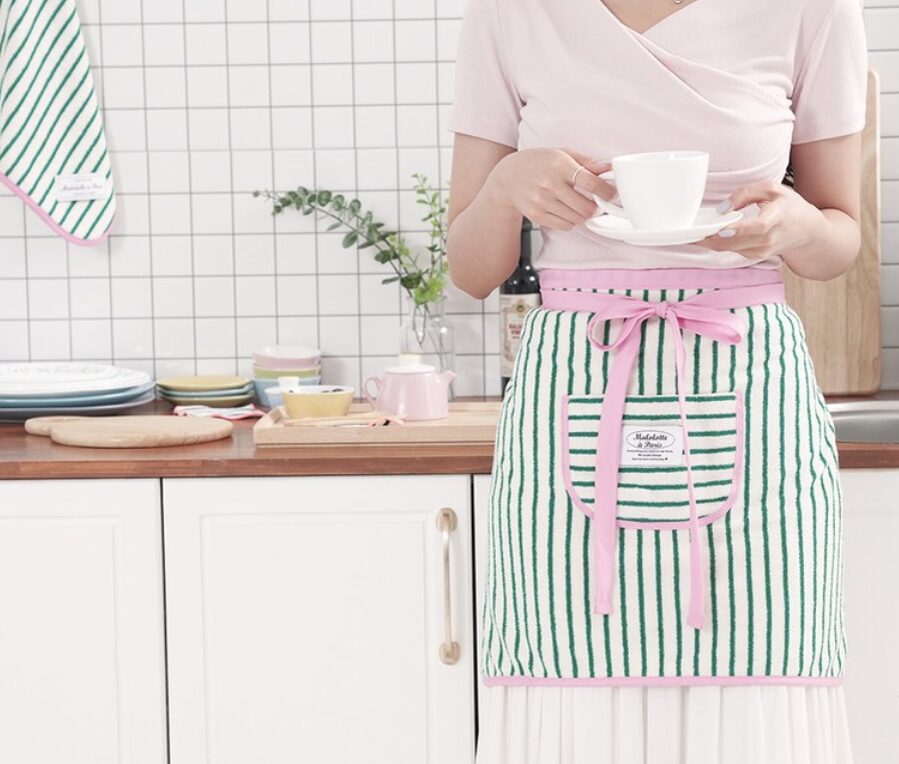 마롤로뜨 테리 스트라이프 허리앞치마, 그린, 1개 상세 이미지 2