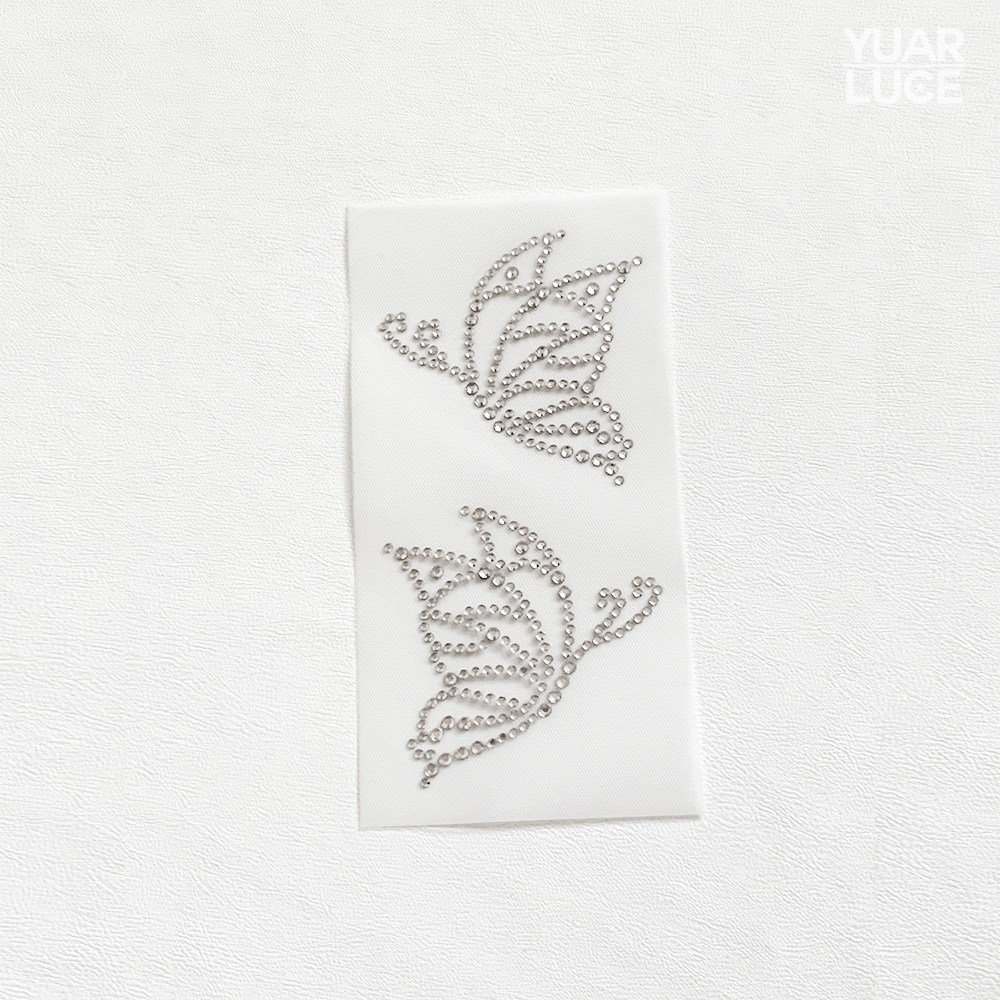 유아루체 춤추는 나비 한쌍 - 핫픽스모티브 리폼 diy 붙이는 큐빅 전사지, 1세트, Crystal 상세 이미지 2