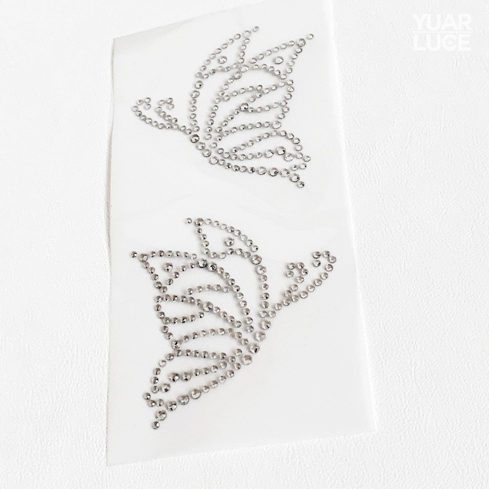 유아루체 춤추는 나비 한쌍 - 핫픽스모티브 리폼 diy 붙이는 큐빅 전사지, 1세트, Crystal 상세 이미지 1